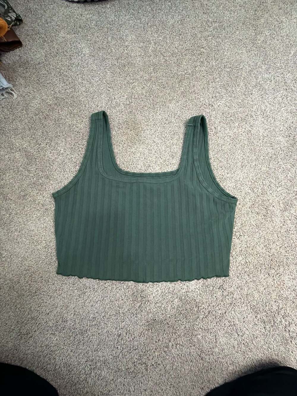 OFFLINE by Aerie OG Original Ribbed Crop Tank Top Green Size XL